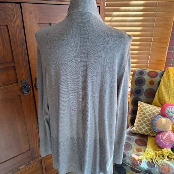 Soft Surroundings Tan Wool Knit Open Front Wrap Cardigan Size Large - Picture 5 of 7